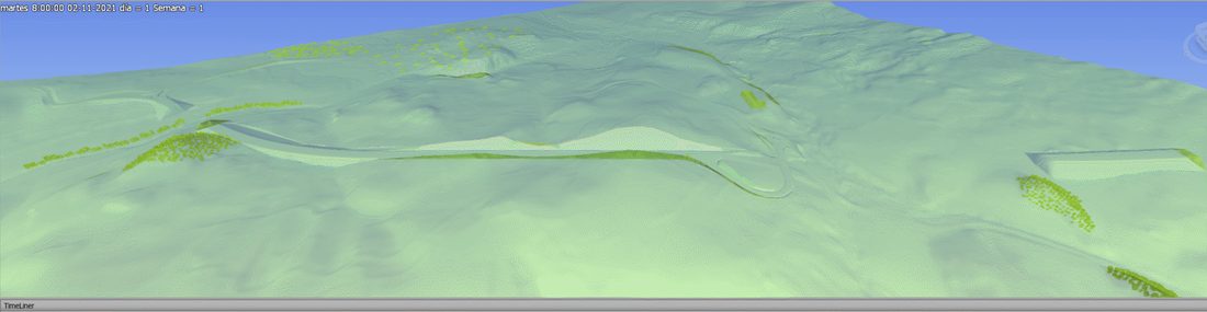 Modelo digital de terreno con trazo vial